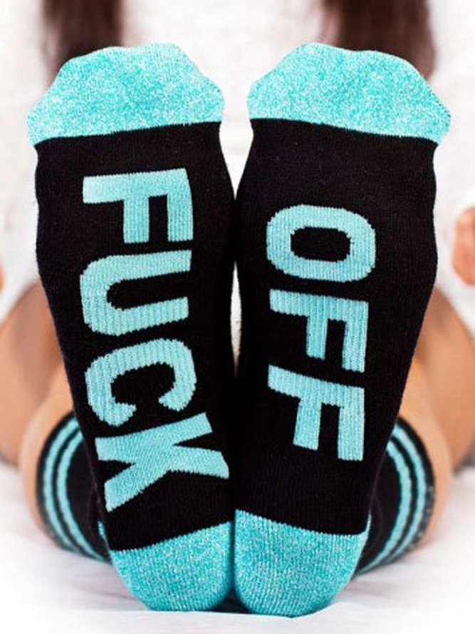 Funny Letter Printed Casual Cotton Stockings